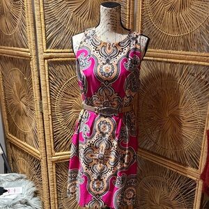 Moulinette Soeurs Vibrant Pink and Black Mini Dress